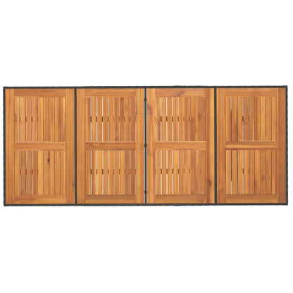 Tuintafel met acaciaen blad 90x80x74 cm poly rattan Zwart Hout