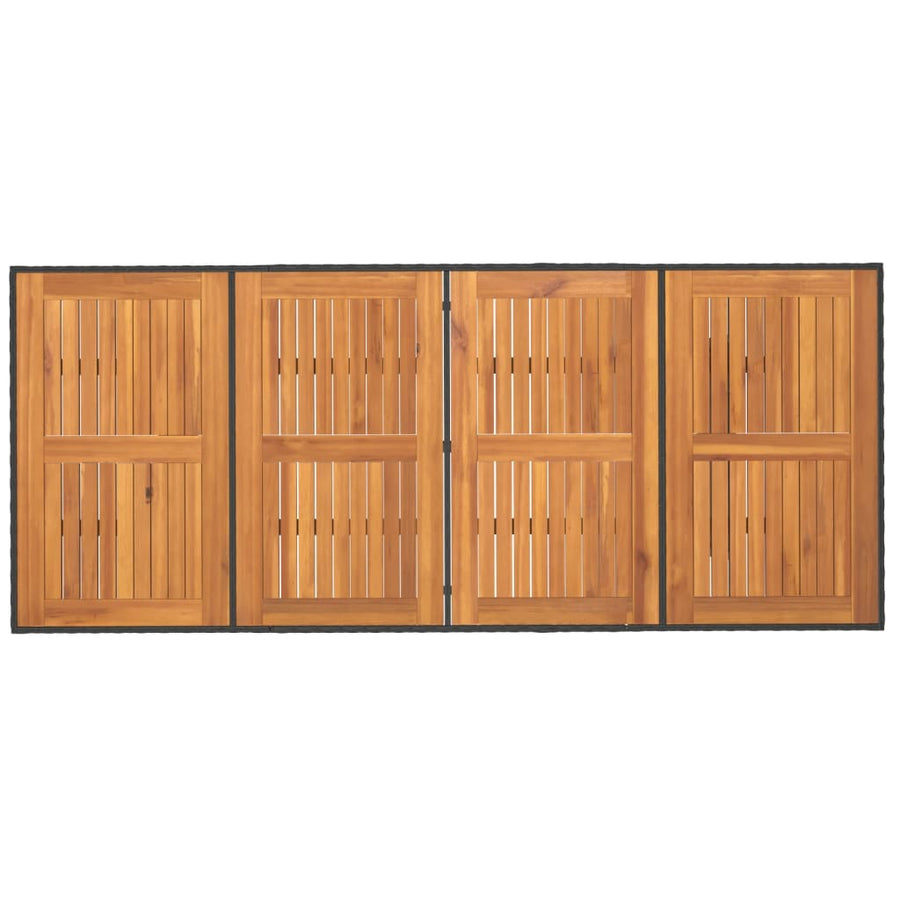 Tuintafel met acaciaen blad 90x80x74 cm poly rattan Zwart Hout