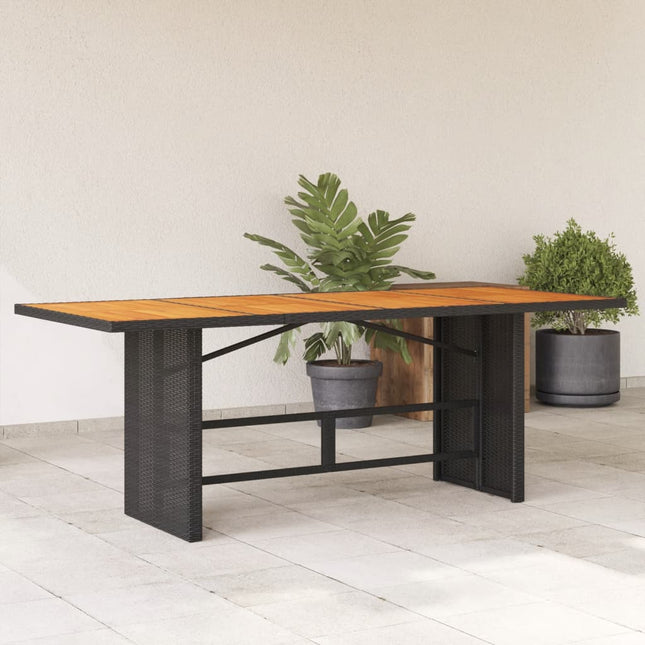 Tuintafel met acaciaen blad 90x80x74 cm poly rattan Zwart Hout