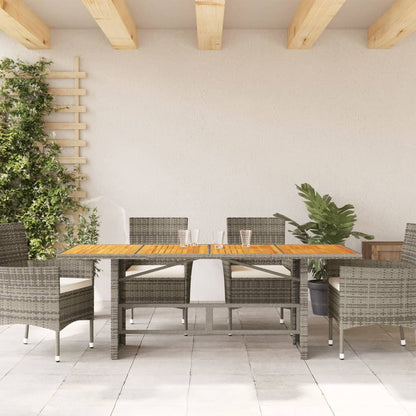 Tuintafel met acaciaen blad 90x80x74 cm poly rattan Grijs Hout