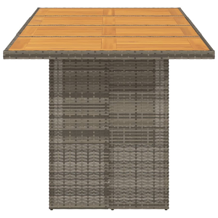 Tuintafel met acaciaen blad 90x80x74 cm poly rattan Grijs Hout