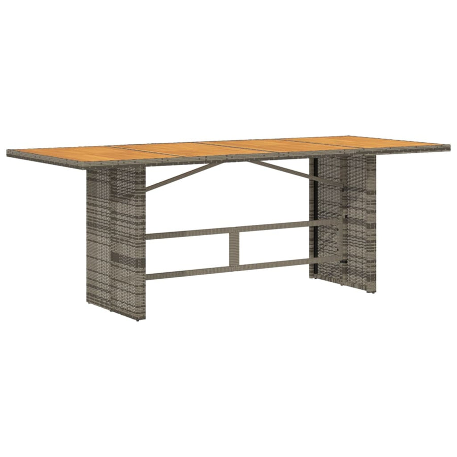 Tuintafel met acaciaen blad 90x80x74 cm poly rattan Grijs Hout