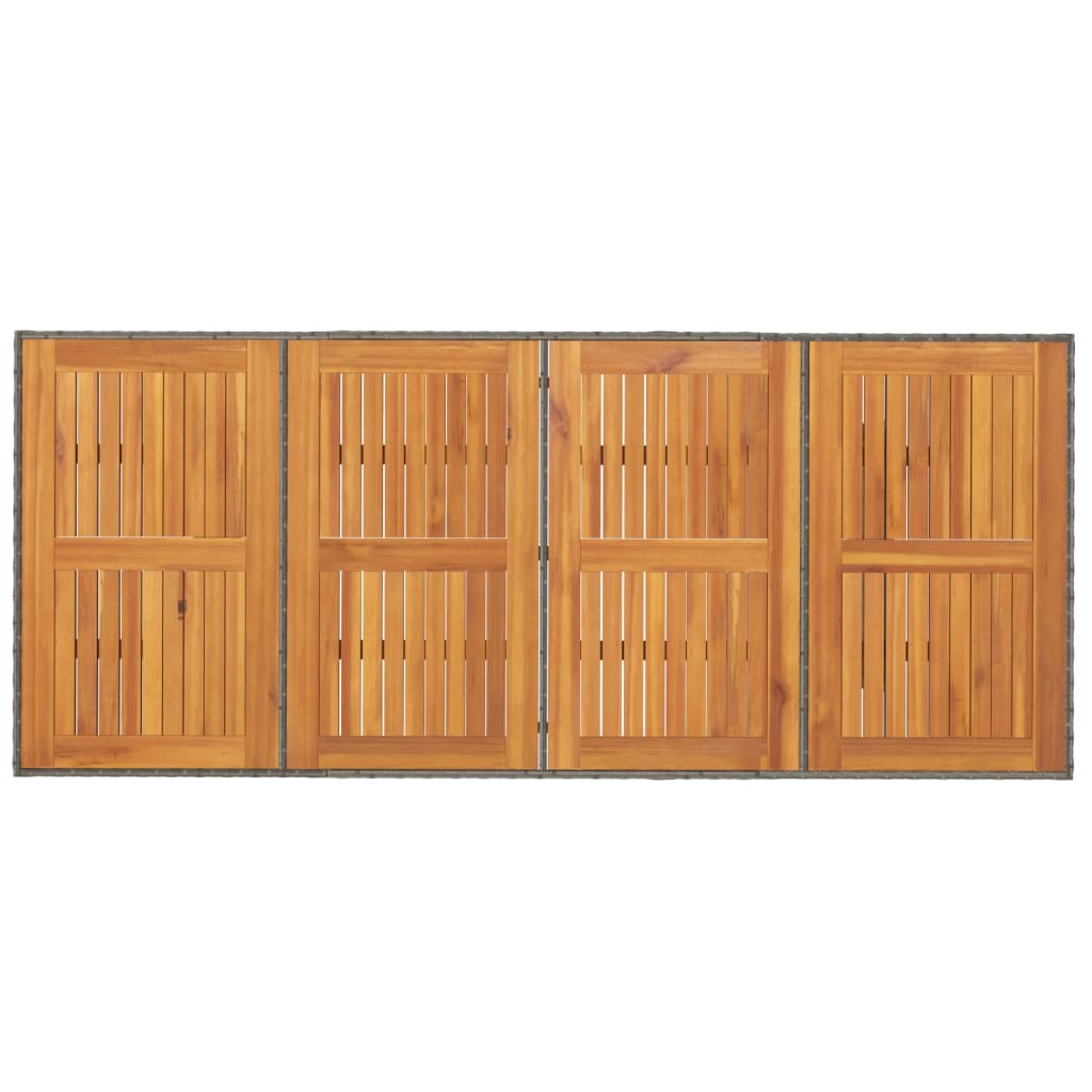 Tuintafel met acaciaen blad 90x80x74 cm poly rattan Grijs Hout