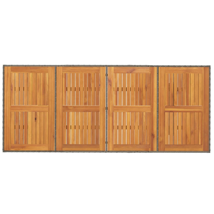 Tuintafel met acaciaen blad 90x80x74 cm poly rattan Grijs Hout