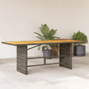 Tuintafel acacia blad 190x80x74 cm poly rattan grijs