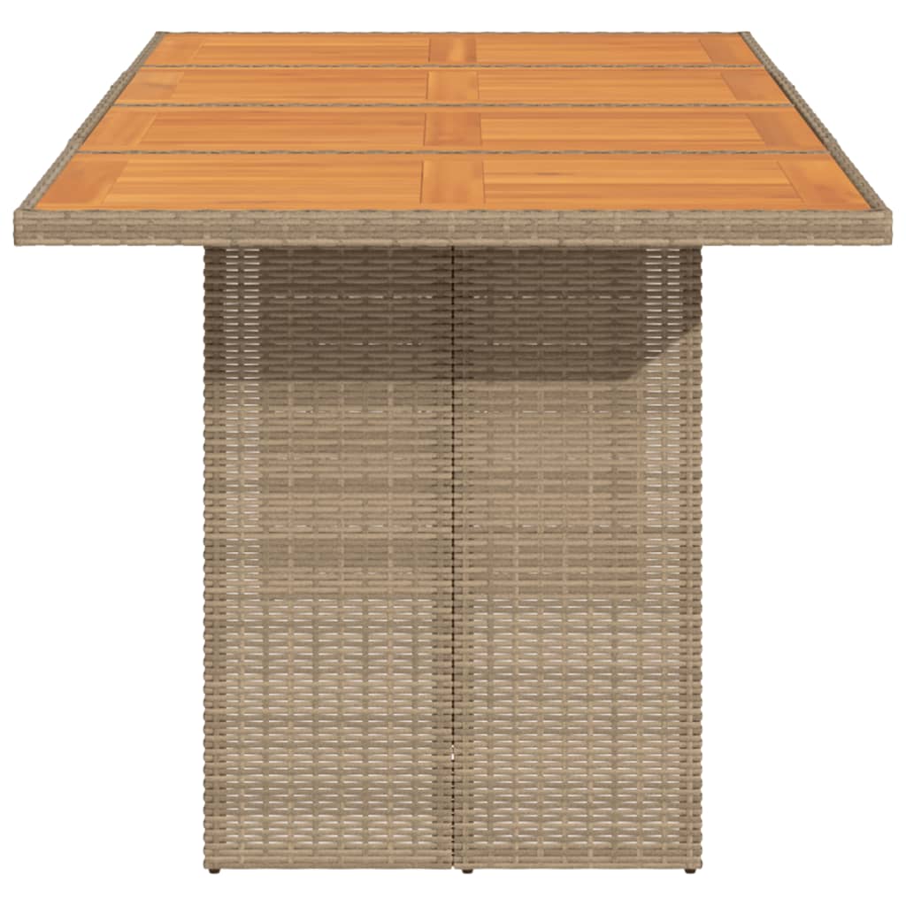 Tuintafel Met Acaciaen Blad 190X80X74 Cm Poly Rattan Beige Hout