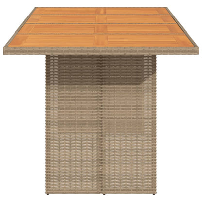 Tuintafel Met Acaciaen Blad 190X80X74 Cm Poly Rattan Beige Hout