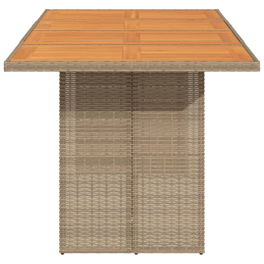 Tuintafel Met Acaciaen Blad 190X80X74 Cm Poly Rattan Beige Hout