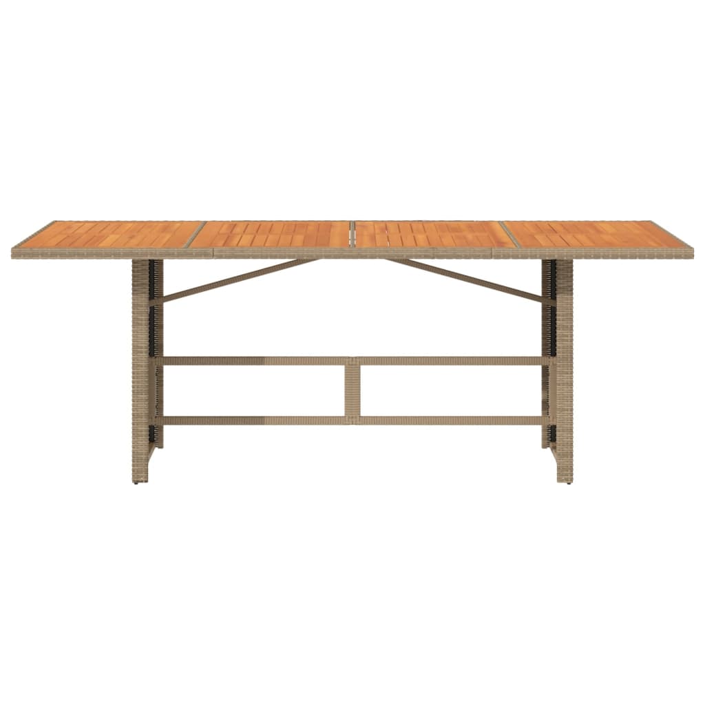 Tuintafel Met Acaciaen Blad 190X80X74 Cm Poly Rattan Beige Hout