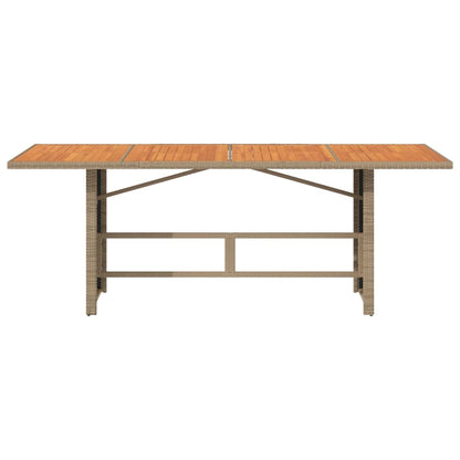 Tuintafel Met Acaciaen Blad 190X80X74 Cm Poly Rattan Beige Hout