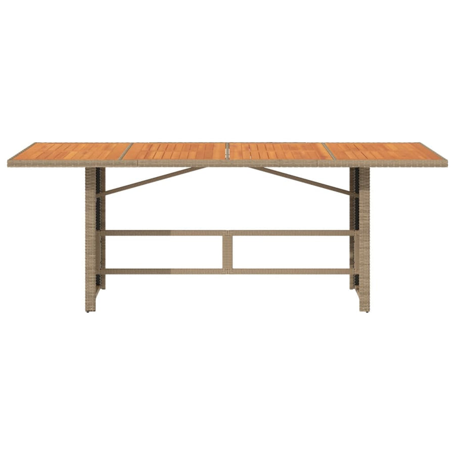 Tuintafel Met Acaciaen Blad 190X80X74 Cm Poly Rattan Beige Hout