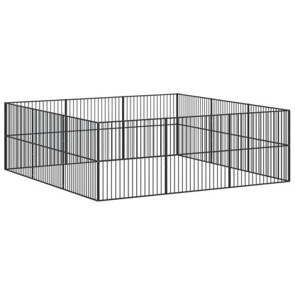 Hondenkennel 12 Panelen Gepoedercoat Staal Zwart