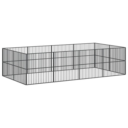 Hondenkennel 12 Panelen Gepoedercoat Staal Zwart