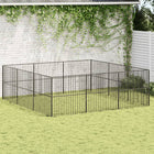 Dog kennel 12 panels powder-coated steel black