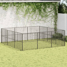 Hondenkennel 12 Panelen Gepoedercoat Staal Zwart
