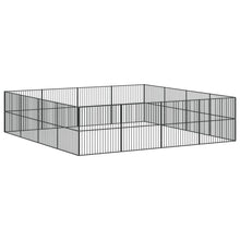 Hondenkennel 16 Panelen Gepoedercoat Staal Zwart