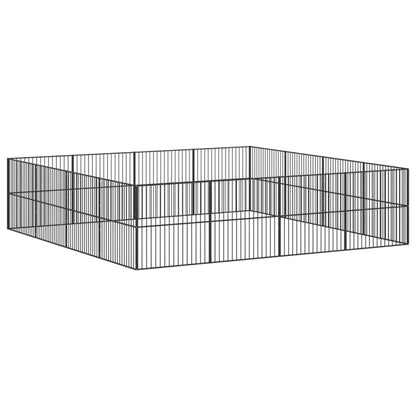 Hondenkennel 16 Panelen Gepoedercoat Staal Zwart