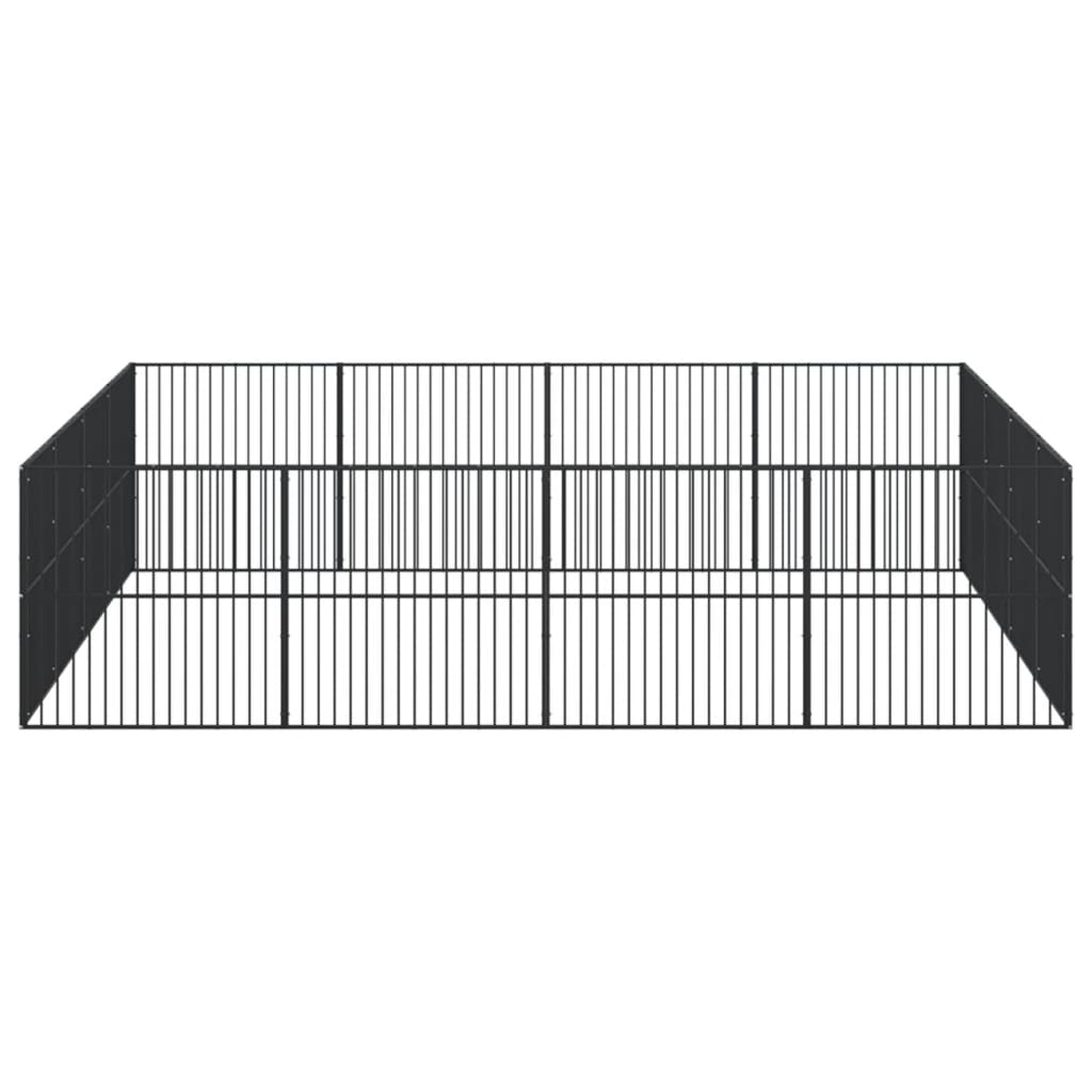Hondenkennel 16 Panelen Gepoedercoat Staal Zwart