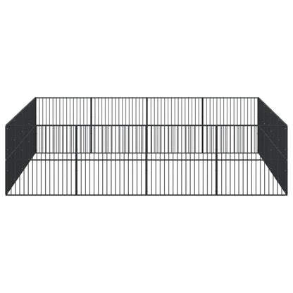 Hondenkennel 16 Panelen Gepoedercoat Staal Zwart