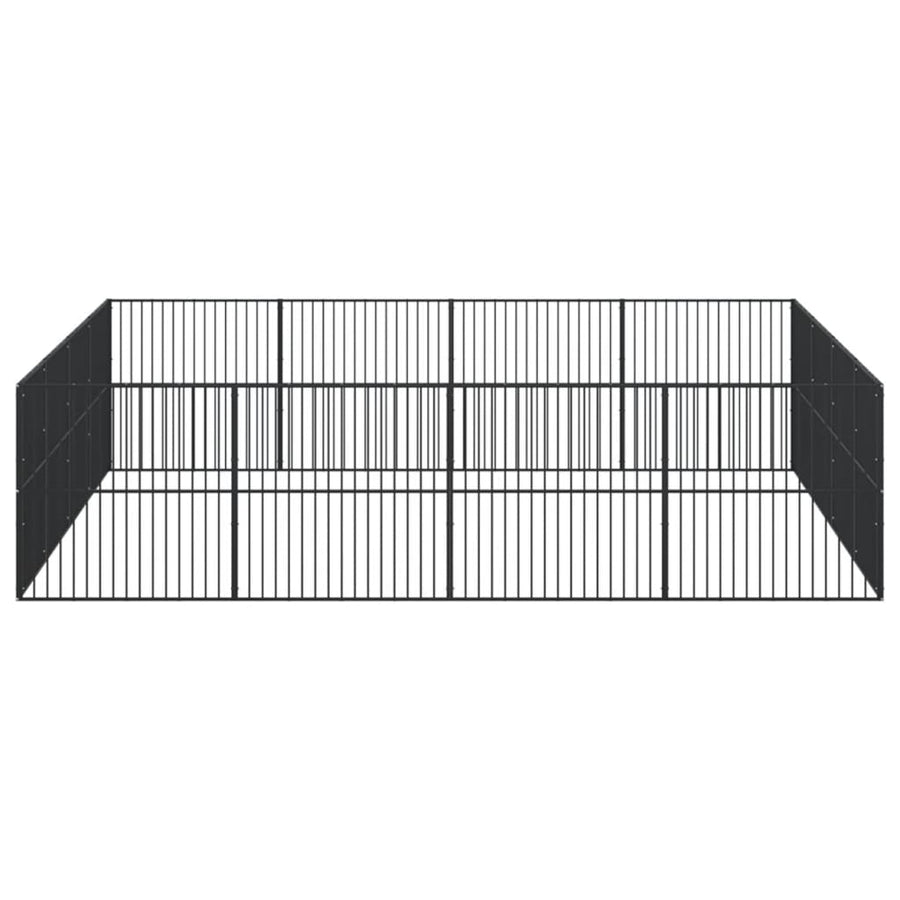 Hondenkennel 16 Panelen Gepoedercoat Staal Zwart