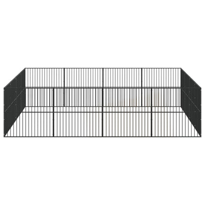 Hondenkennel 16 Panelen Gepoedercoat Staal Zwart