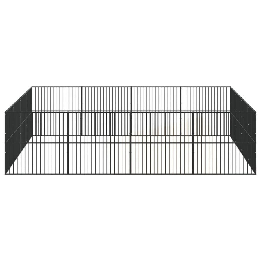 Hondenkennel 16 Panelen Gepoedercoat Staal Zwart