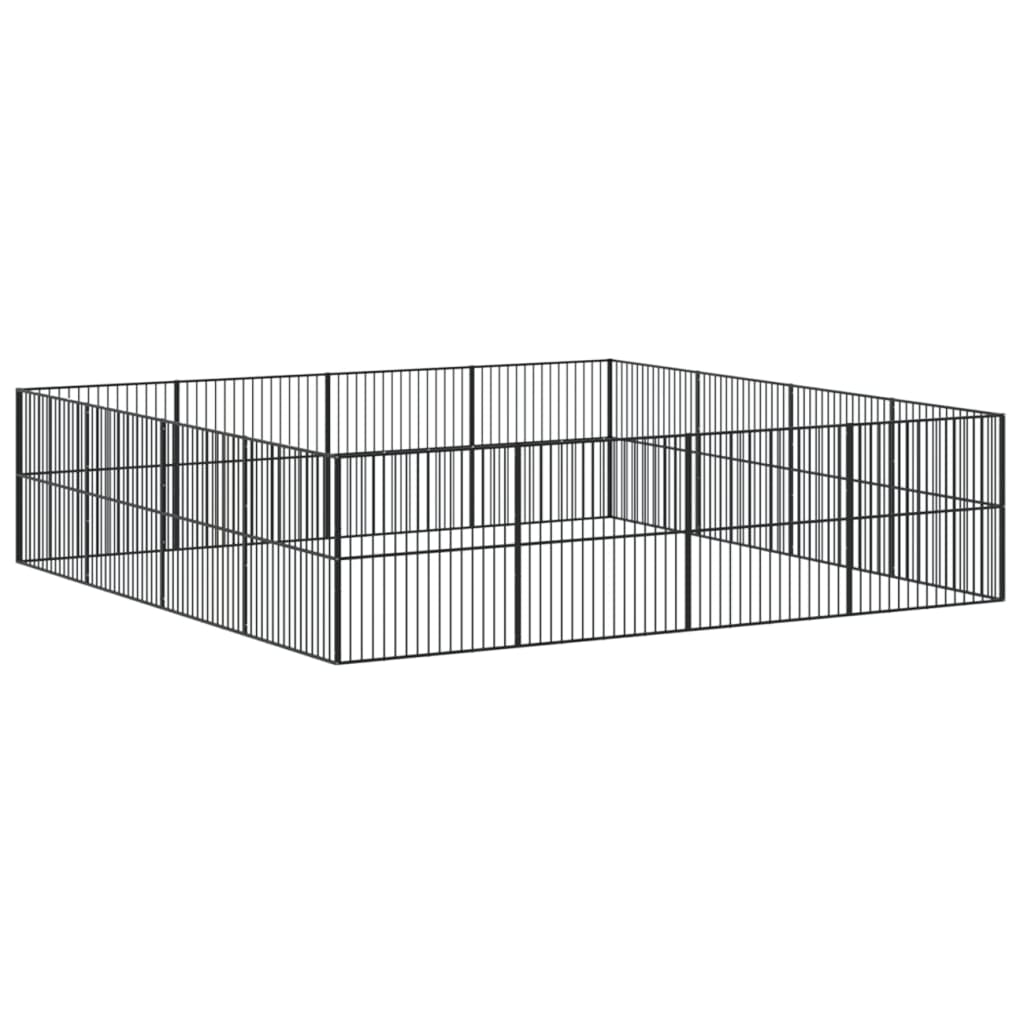 Hondenkennel 16 Panelen Gepoedercoat Staal Zwart