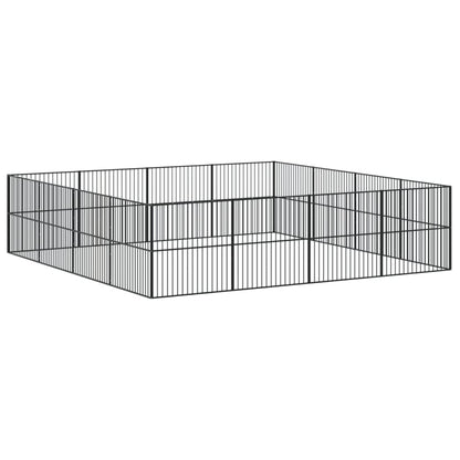 Hondenkennel 16 Panelen Gepoedercoat Staal Zwart