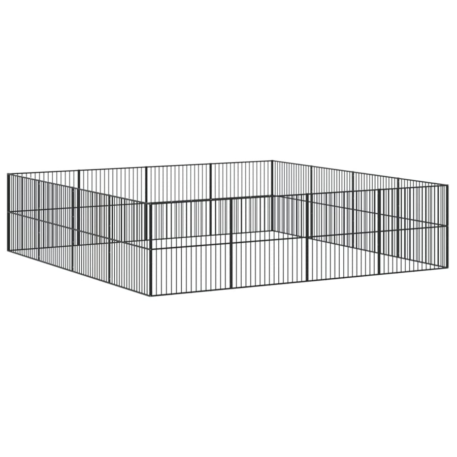 Hondenkennel 16 Panelen Gepoedercoat Staal Zwart