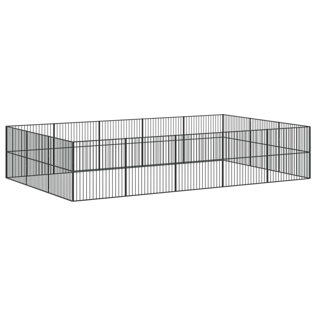 Hondenkennel 16 Panelen Gepoedercoat Staal Zwart