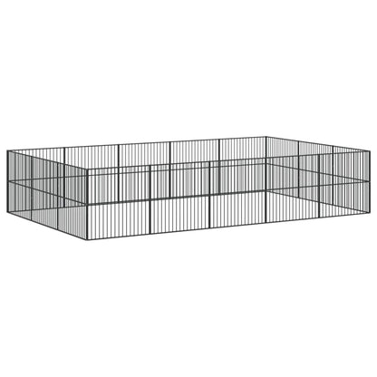 Hondenkennel 16 Panelen Gepoedercoat Staal Zwart
