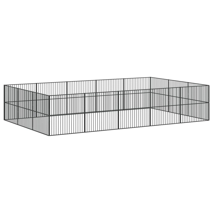 Hondenkennel 16 Panelen Gepoedercoat Staal Zwart
