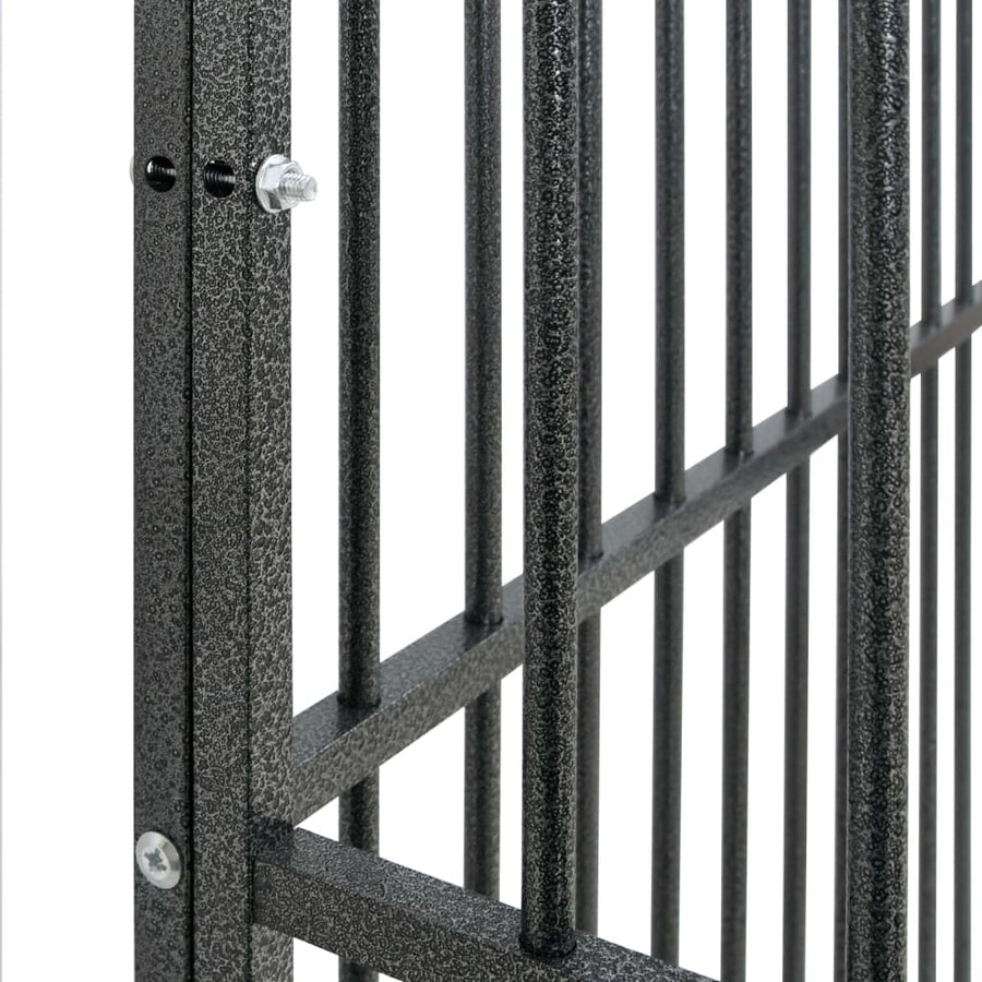 Hondenkennel 16 Panelen Gepoedercoat Staal Zwart