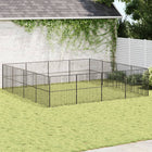 Dog kennel 16 panels powder-coated steel black