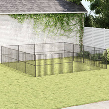 Hondenkennel 16 Panelen Gepoedercoat Staal Zwart
