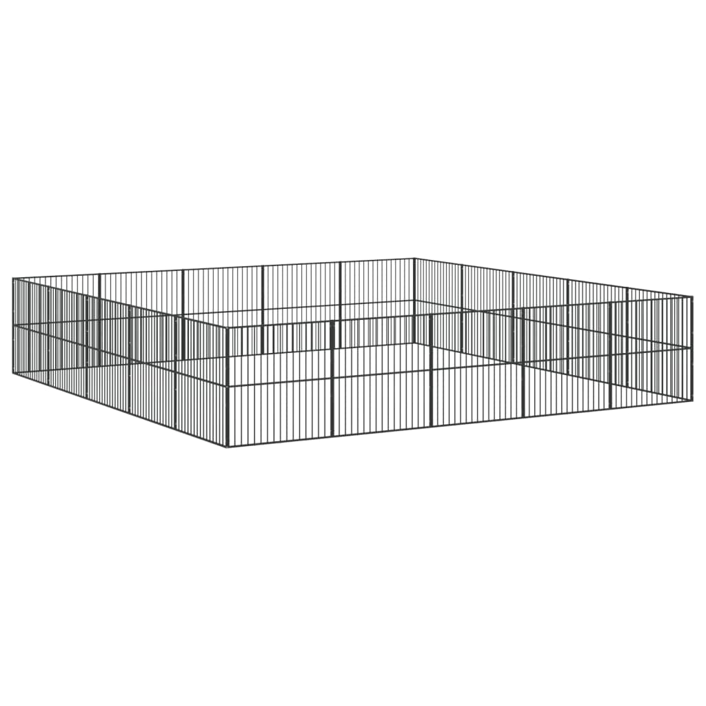 Hondenkennel 20 Panelen Gepoedercoat Staal Zwart