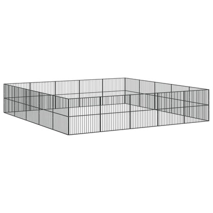 Hondenkennel 20 Panelen Gepoedercoat Staal Zwart