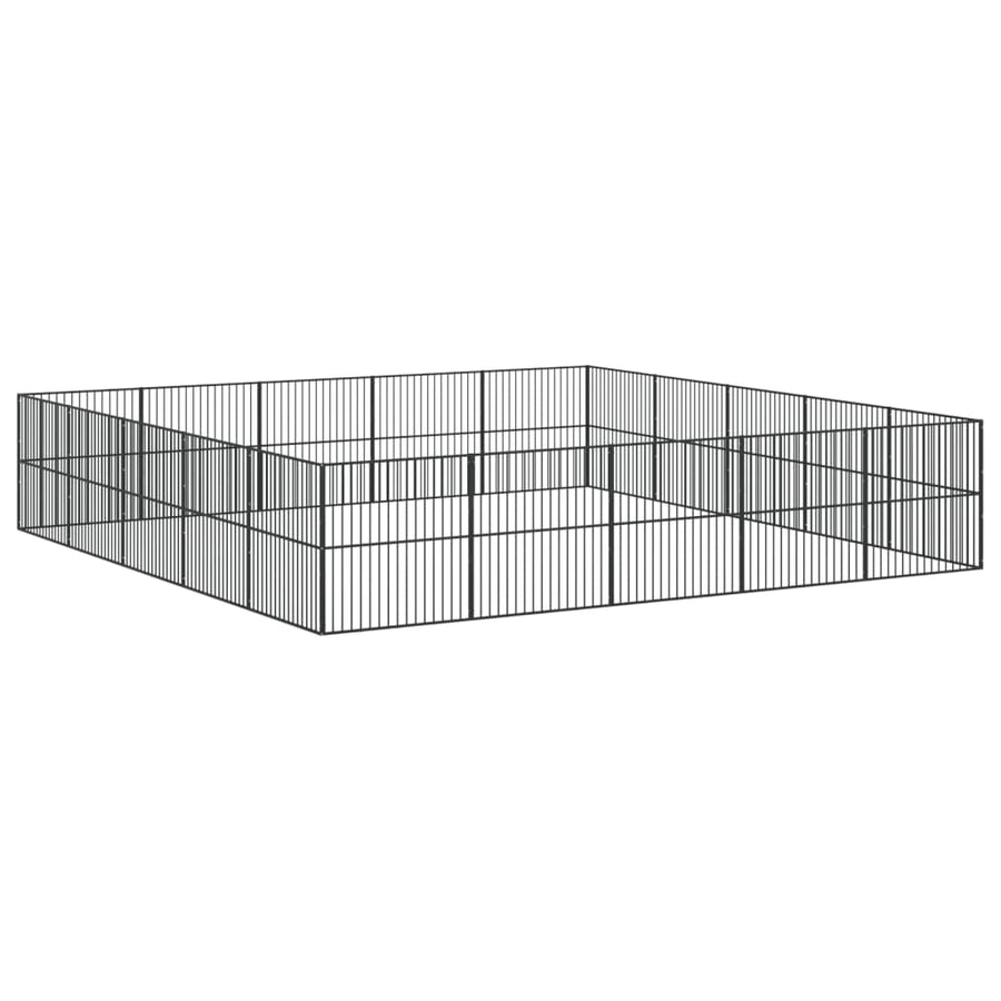 Hondenkennel 20 Panelen Gepoedercoat Staal Zwart
