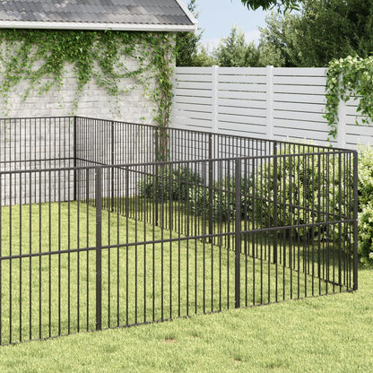 Hondenkennel 20 Panelen Gepoedercoat Staal Zwart