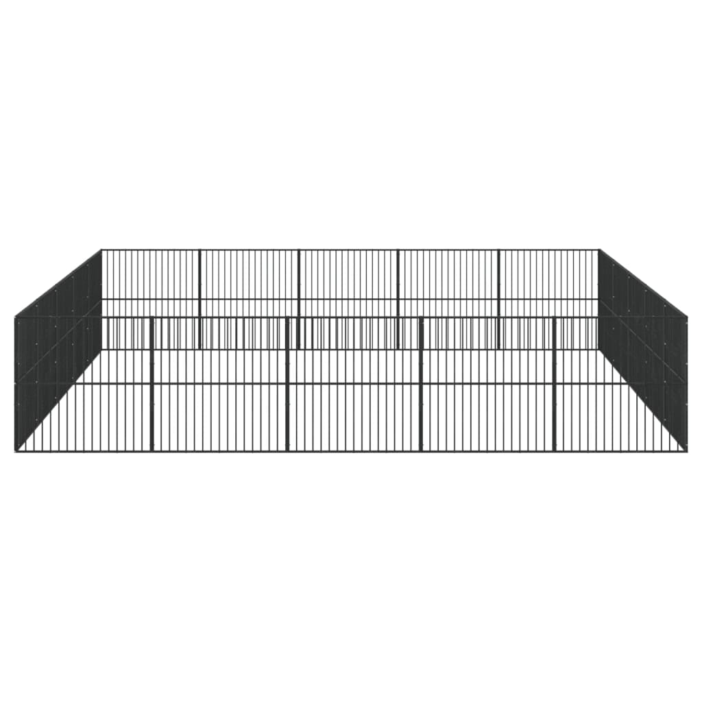 Hondenkennel 20 Panelen Gepoedercoat Staal Zwart