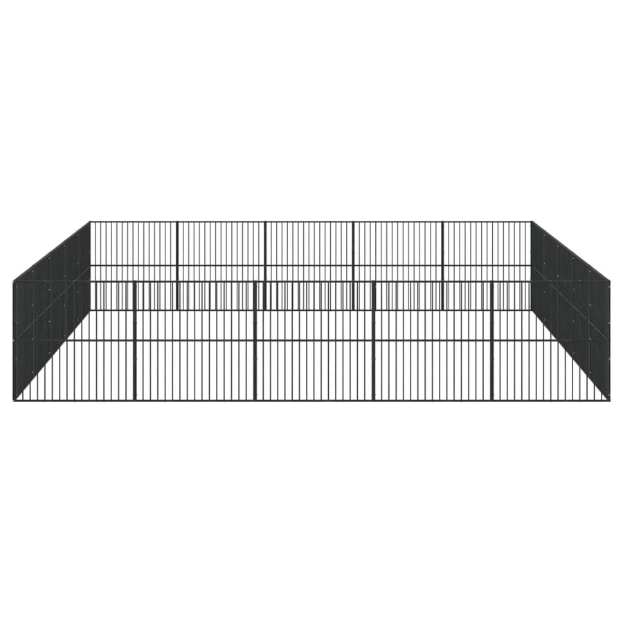 Hondenkennel 20 Panelen Gepoedercoat Staal Zwart