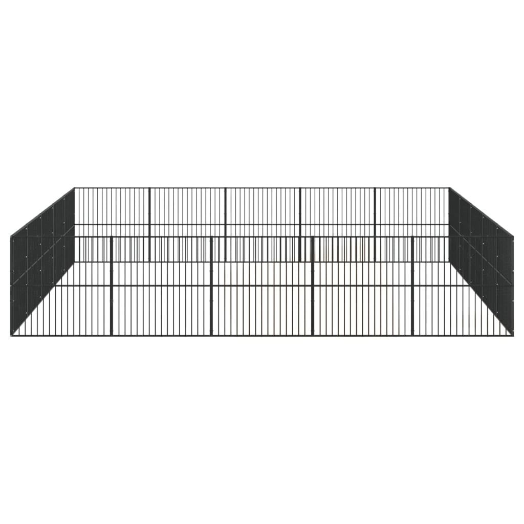 Hondenkennel 20 Panelen Gepoedercoat Staal Zwart