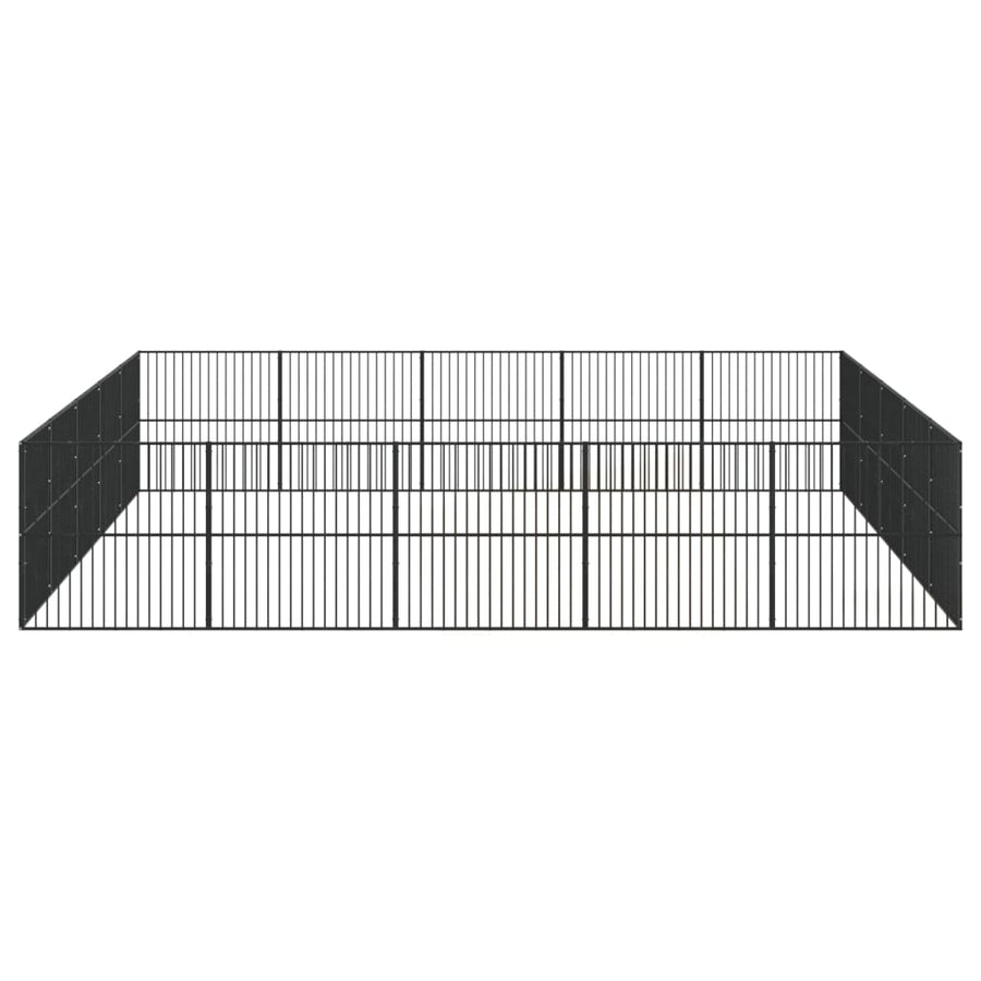 Hondenkennel 20 Panelen Gepoedercoat Staal Zwart