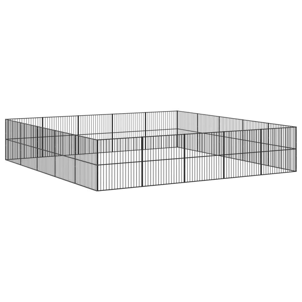 Hondenkennel 20 Panelen Gepoedercoat Staal Zwart