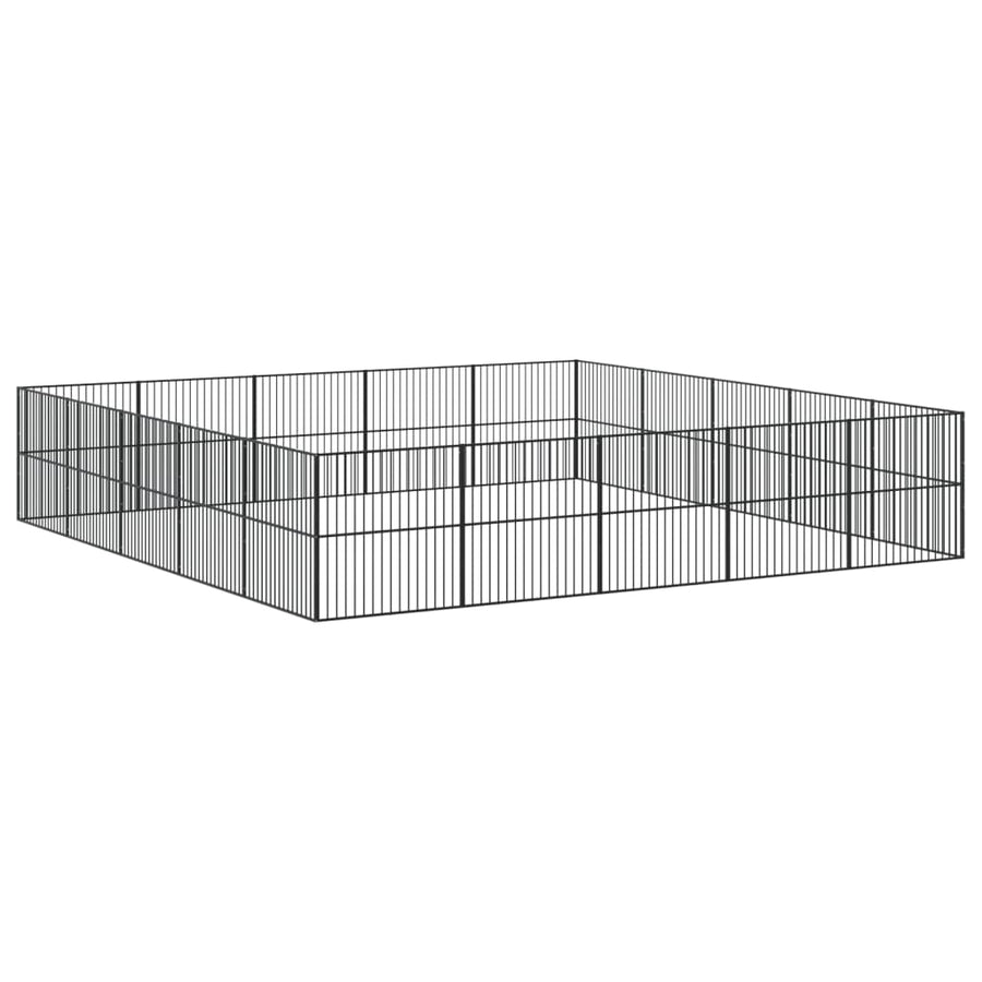 Hondenkennel 20 Panelen Gepoedercoat Staal Zwart