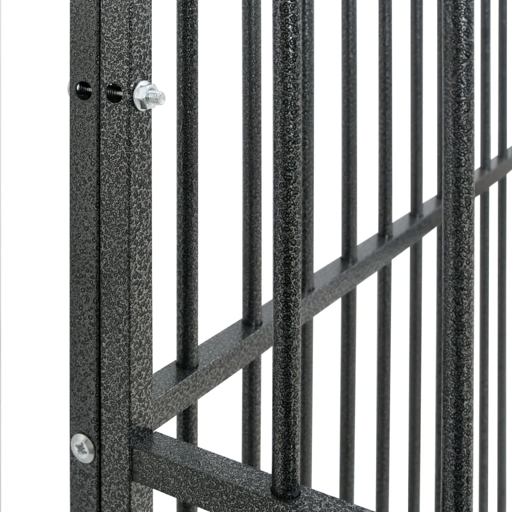 Hondenkennel 20 Panelen Gepoedercoat Staal Zwart