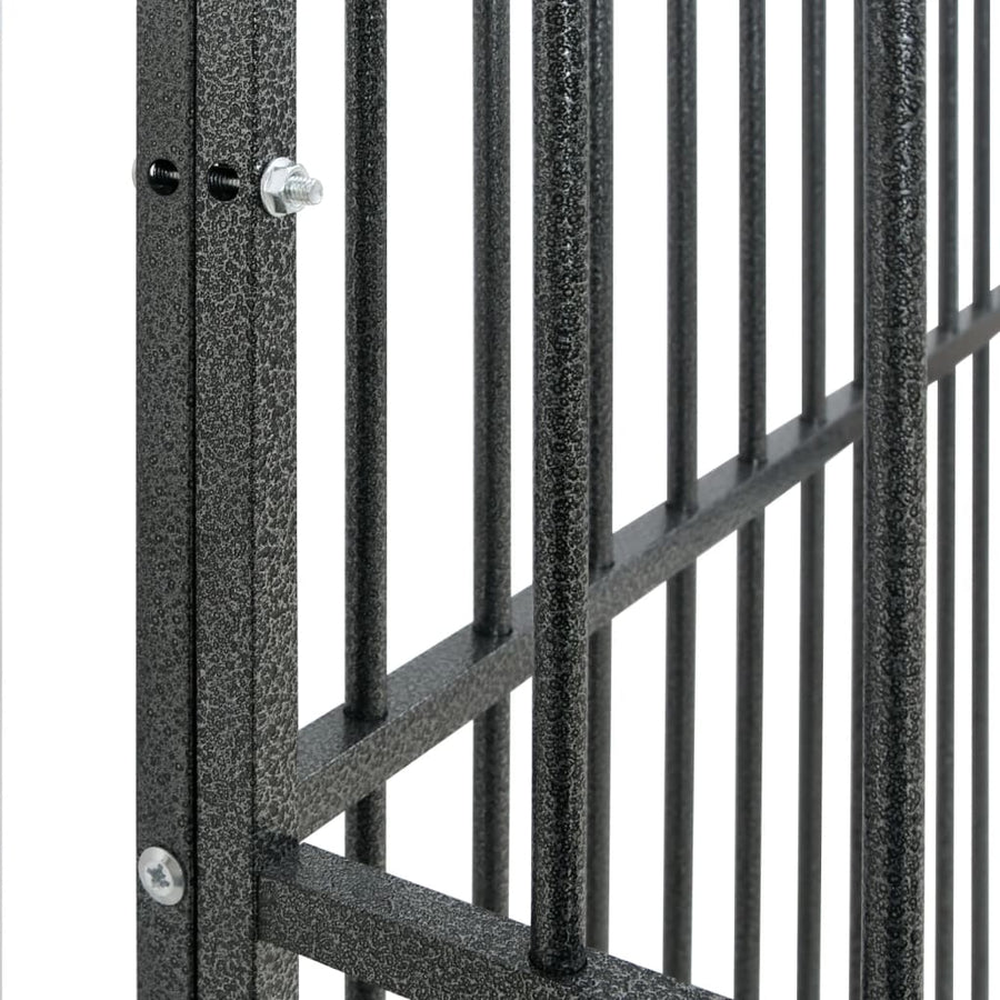 Hondenkennel 20 Panelen Gepoedercoat Staal Zwart