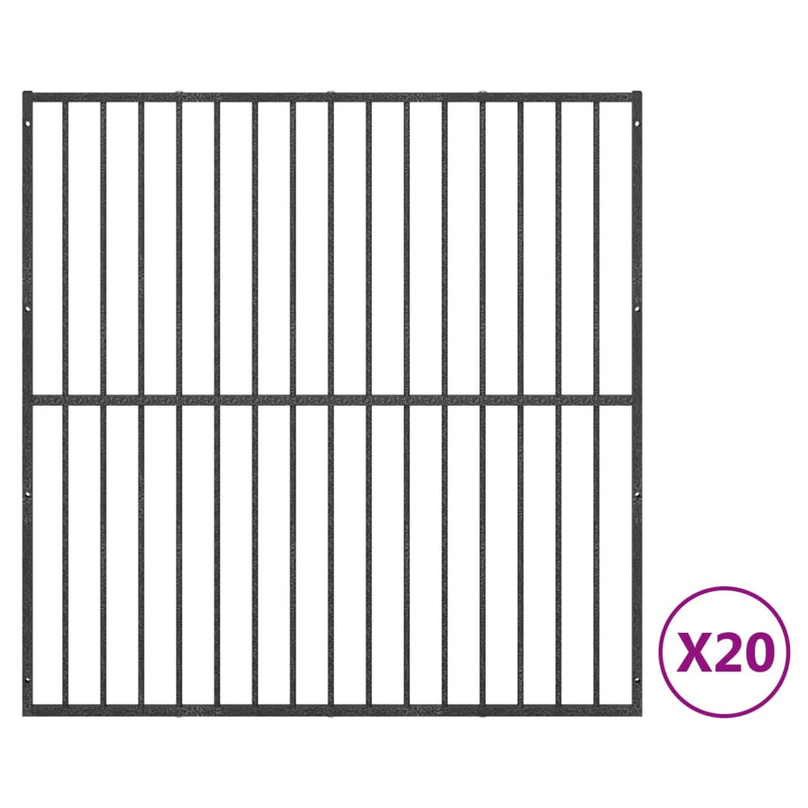 Hondenkennel 20 Panelen Gepoedercoat Staal Zwart