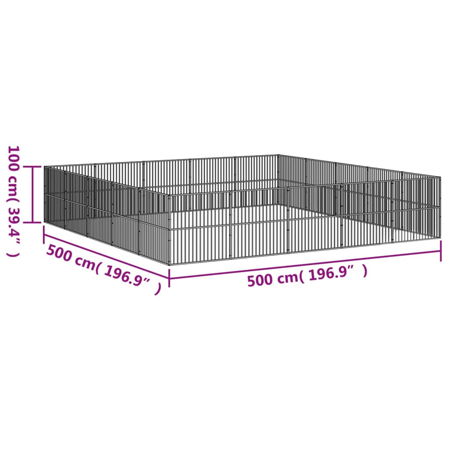 Hondenkennel 20 Panelen Gepoedercoat Staal Zwart