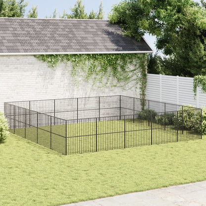 Hondenkennel 20 Panelen Gepoedercoat Staal Zwart